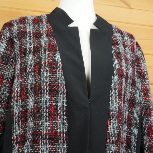 Lane Bryant Red White and‎ Sparkly Black Tweed Jacket Size 16 - Picture 4 of 8